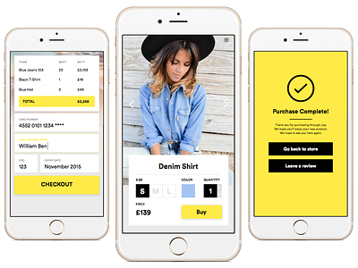 Mobile webshop flow cards ios material mobile ui webshop yellow