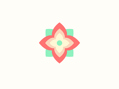 Flower beige flower green icon red symbol