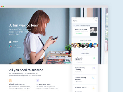 Homepage app design ios landing learn minimalistic ui web white
