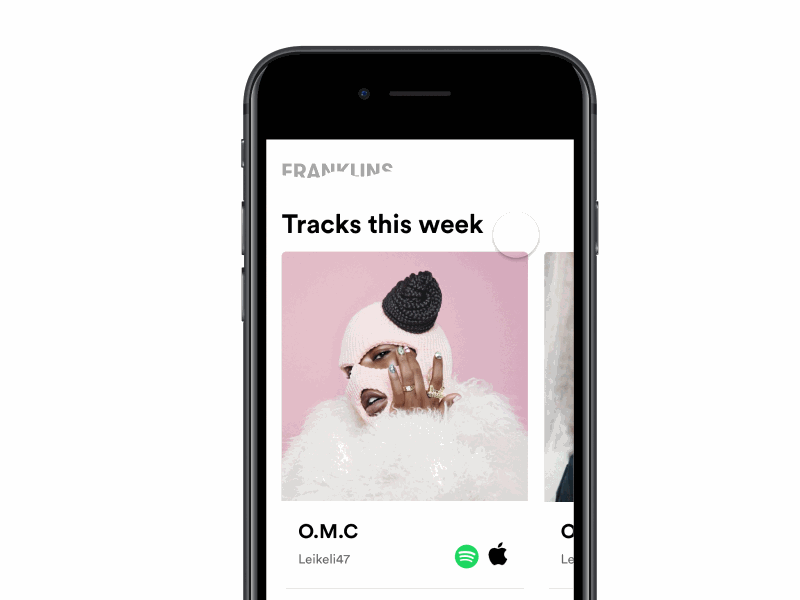 Franklins Weekly Responsiveness animation article cards framer gif minimalistic music ui