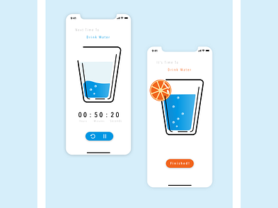 #Daily_UI 014 Countdown Timer app blue clean countdown timer daily ui design flat illustration minimal orange timer ui vector water
