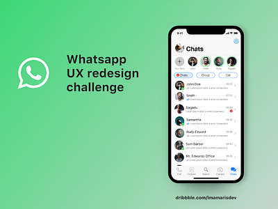 Whatsapp Redesign Challenge (Chat App) adobe xd branding chat chat app design digital mobile mobile app redesign concept ux