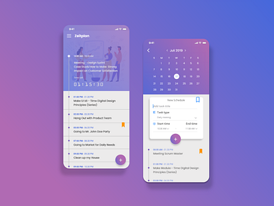 Daily UX Challenge - Zeitplan App adobe xd awesome design branding dailyui date design digital flat illustration iphone minimal mobileapps schedule task management ui uiux ux uxdesign zeitplan