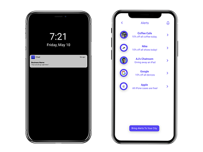 Chad - Alerts advertise advertisement advertising design alerts app collections google maps location app mapbox message app mobile mobile app mobile design mobile ui notification notifications social media social media app ui ui ux