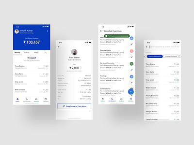 Fee Management System for Coaching Owners adobexd app app design coching concept design icons design minimal teachers typography ui ux ux research visual design webuiuxdesign