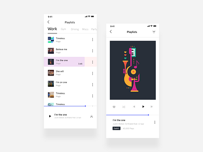 Playlist UI adobexd app design branding graphicdesign hierarchy icons design minimal musicapp photoshop playlist theme typography ui ux challenge uxdesign vector