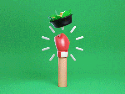 Healthy punch animation boxing boxing glove c4d design drink gif octane salad weight