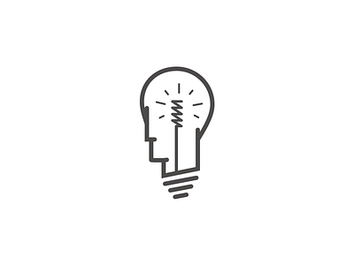 The Ideas Guy art branding creative design flat geometric head icon idea illustration lightbox lightbulb line logo mind simple symbol thinking thought vector