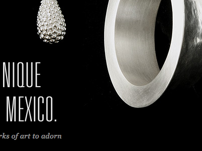 Silver / Black art jewlery mexico typography website