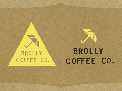 Brolly Logo brown coffee logo stamp typography umbrella yellow