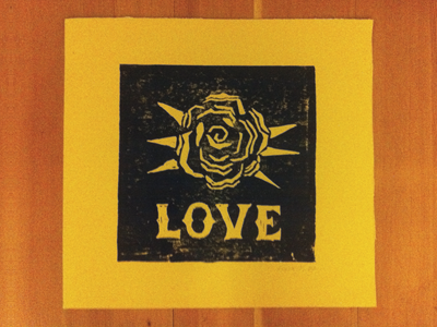 Love 2 block print love valentine