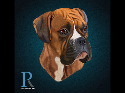 Boxer Dog art boxer dog digital dog drawing illustration painting pen tablet photoshop print on demand realistic