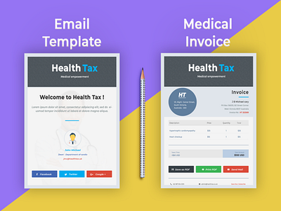 Responsive Email Template and Medical Invoice design design ui email template flat icons medical invoice mock up photoshop psd mockup template ui ui design ui design template uidesign ux design