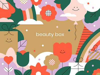 Beauty Box beauty box flat flowers gift happy illustration nature packaging pattern surprise