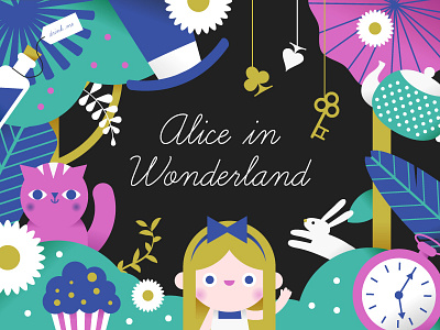 Alice in Wonderland alice children flat girl illustration kids wonderland