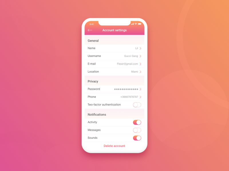 Daily Ui #007 Settings by Elizaveta Bodler on Dribbble