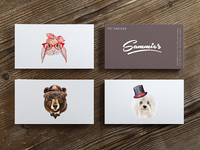 Sammie's – Pet Parlour – Business Cards artwork business cards design illustration layout pets print