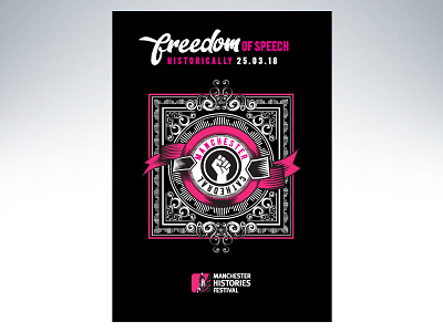 'Freedom of Speech' - Manchester Histories Festival anarchy art design free history illustration manchester pink poster print punk typography