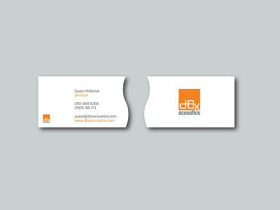 dbx Acoustic – Business Card – Cutting Form acoustic artwork business card concept design layout minimal orange professional sound square