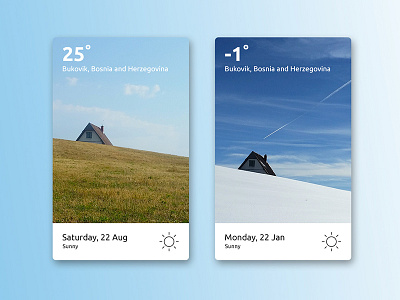 Weather Widget card design minimal photography summer uidesign weather widget winter