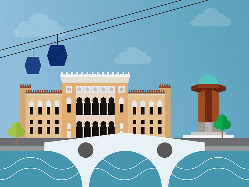 Sarajevo Cable Car Gif Experiment animation architechture branding cable car color colors design draw elements gif ilustration preview print river sarajevo sights sightseeing sketch ui visual