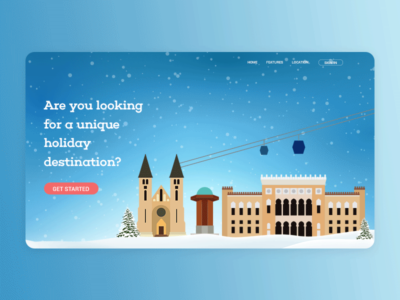 Are you looking for a unique holiday destination? holidays typography explore snow flake snow colors design ui visual bosnia sarajevo tourism concept web page gif ilustration screen user interface desktop web