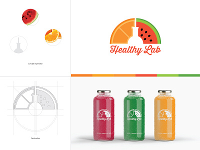 Healthy Lab Final Brand Concept bar brand brand design branding colors concept construction exploration fresh colors fruit icon illustration juice logo logo a day logotype print sarajevo smoothie typography