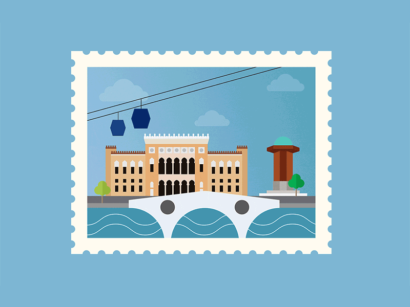 Sarajevo Post Card animation bosniaandherzegovina branding branding design cabke car city hall colors concept design gif illustration panorama postcard sarajevo sightseeing tourism video visit sarajevo visual