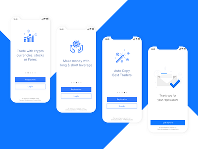 Onboarding screens for trading app clean clean ui concept dribbble exploration ios iphone minimal onboarding onboarding flow onboarding screens onboarding ui product design registration trading trading app trading platform user experience userinterface visual design