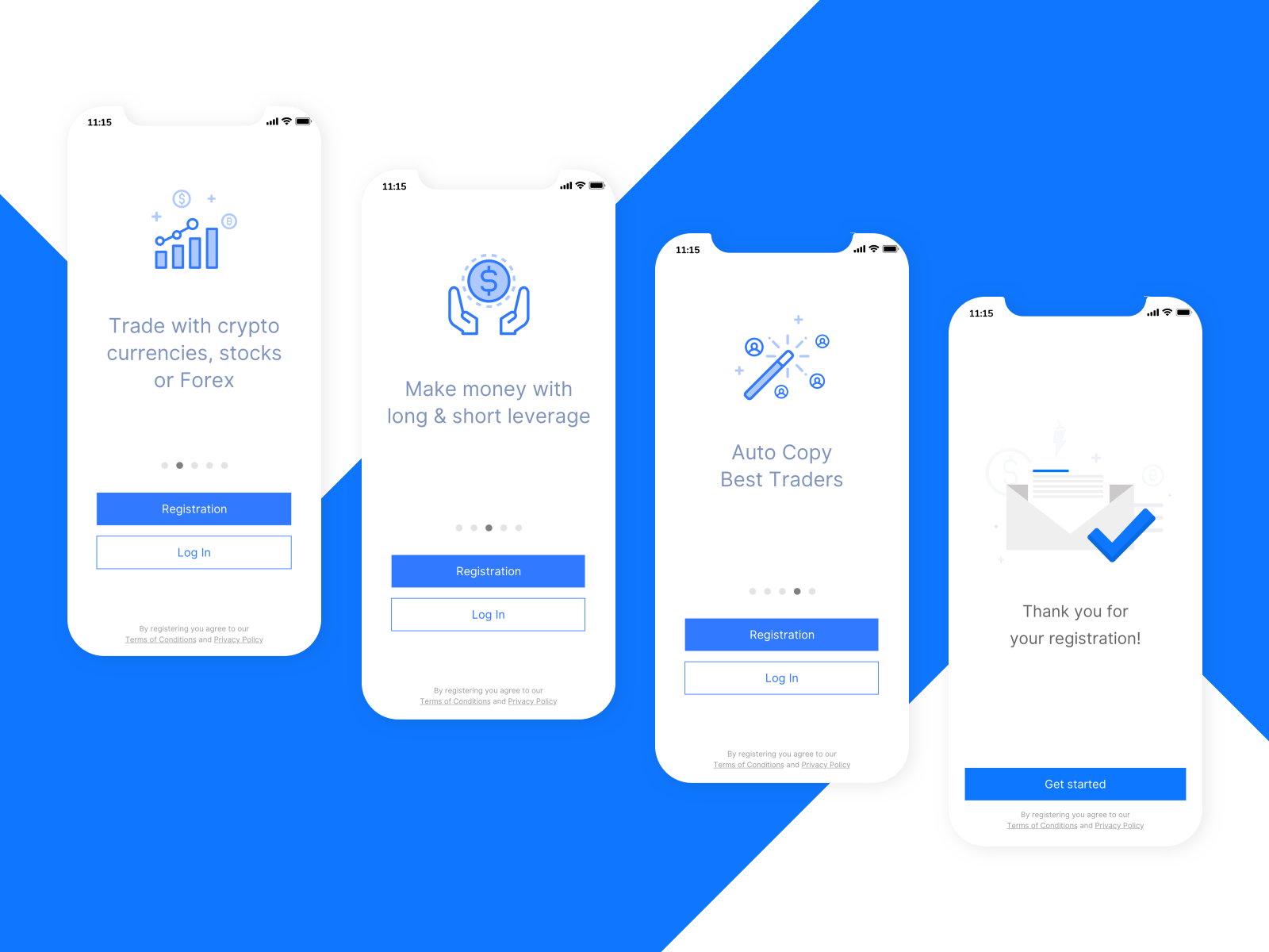 Onboarding screens for trading app by Sanjin Halilovic on Dribbble