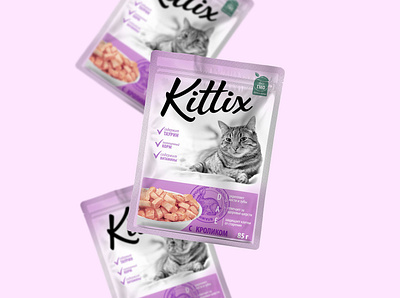 Cats food Kittix animal branding cat catsfood design dog food logo pack package packaging