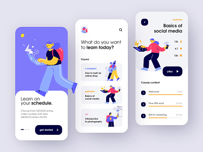 Online learning app app card concept course creative design dribbble e learning education illustration ios learn list mobile onboarding online shot study trend ui