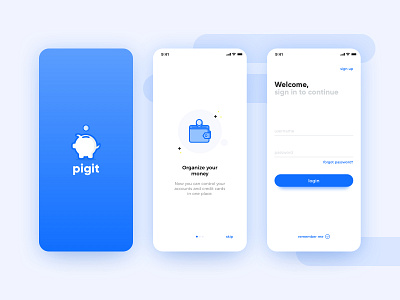 Wallet app concept : login flow app concept creative design goals illustration login logo money onboarding pig shot ui wallet