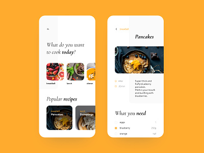 Orange food app app concept creative dashboard design dribbble food home illustration kitchen orange recipes shot ui