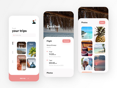 Trips and Travel app app app design card concept creative design dribbble flight holiday photo shot track travel trip ui ux