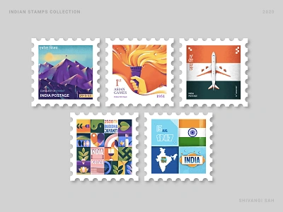 Indian Stamp Collection adobe design graphic graphics illustration illustration art india mobile ui stamp design stamps ui uidesign ux vector vector art vector illustration