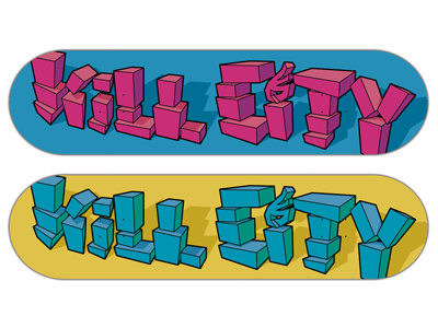 Kill City Skateboards deck design (colours 1)