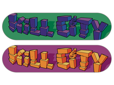 Kill City Skateboards deck design (colours 2)