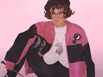 SLOUCH fashion illustration jacket pink