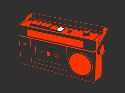 Press REC and Play illustration radio recorder tape vector
