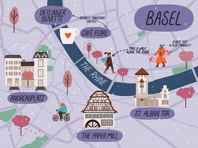 Illustrated Map - Basel, Switzerland