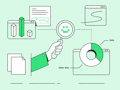 Unclear illustration #2 2d adobe illustrator adobe photoshop boil data design drawing graph graphic design green hands illustration loop magnify practice research statistics texture web website