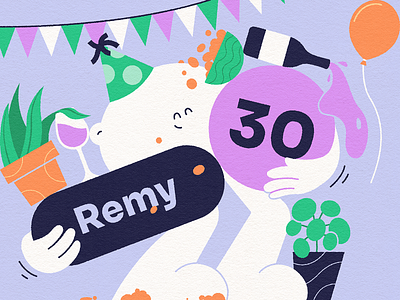 Dirty Thirty 2d 30th adobe illustrator birthday carrying celebrate character colors composition decorations exciting fun happy illustration new chapter old photoshop plants texture young