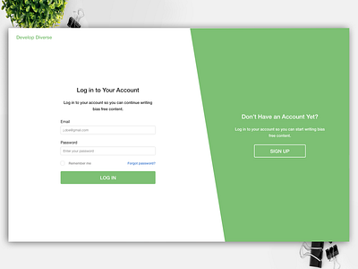 Log In page design ui ux