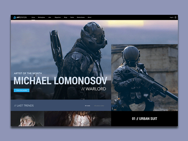 Artstation animation design interface ui ux web interface