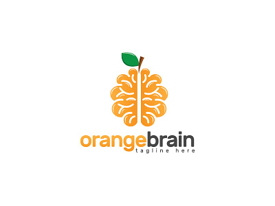 Orangebrain Logo brain creative delicious fruit head health mind orange smart