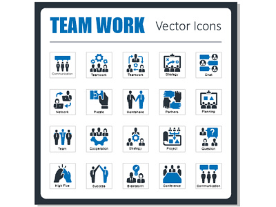 Teamwork Iconset of 20 Icons concept graphic design strategy