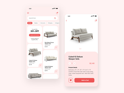 Mobile app - Furniture Shop app design clean minimal simple ui design