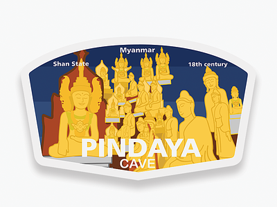 Pindaya Cave illustration myanmar rebound vectordesign