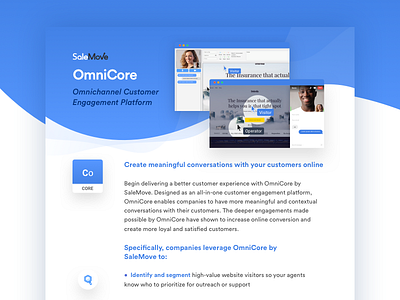 OmniCore Datasheet chat customer experience cx landing page podcast quote salemove ui ux